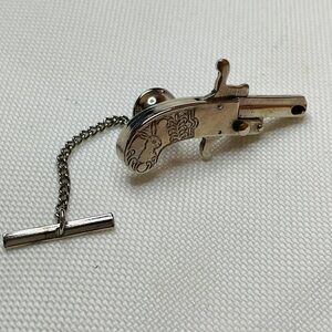 Sterling Silver Flintlock Pistol Gun Tie Tack Pin